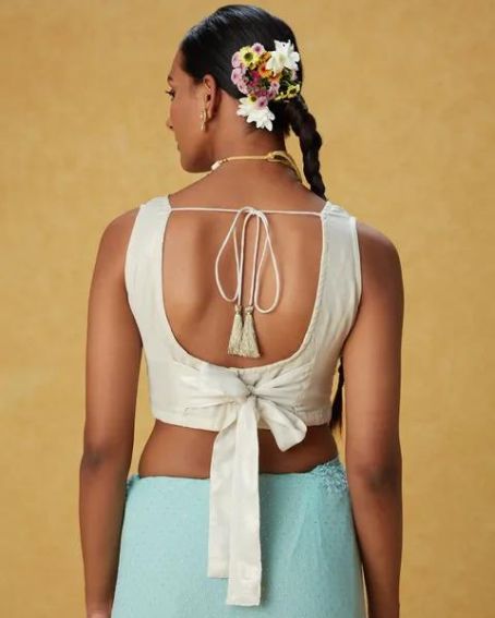 White Gold Embellished & Sequined Sleeveless Blouse