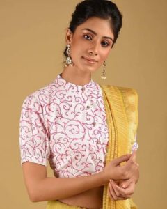 Color Block Exposed Seam Collared Neck Blouse main image 1