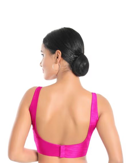 Women Pink Art Silk Back Open Readymade Saree Blouse