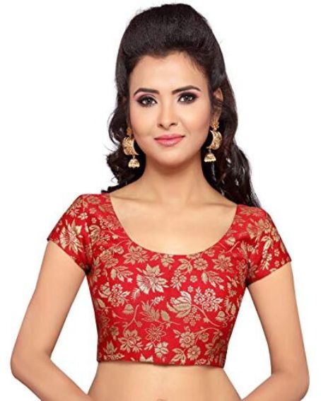 Women's Brocade Short Sleeves Saree Blouse