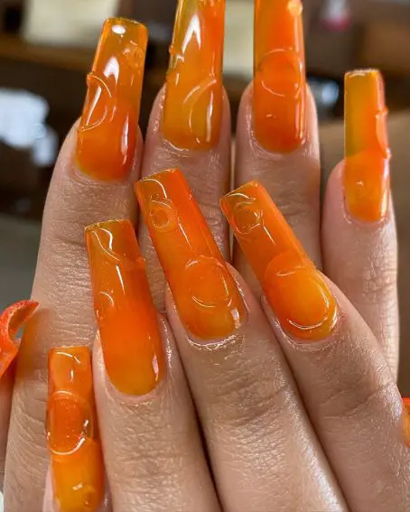 3D Jelly Orange Nail Art