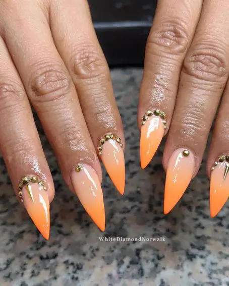 Almond Shaped Orange Nails