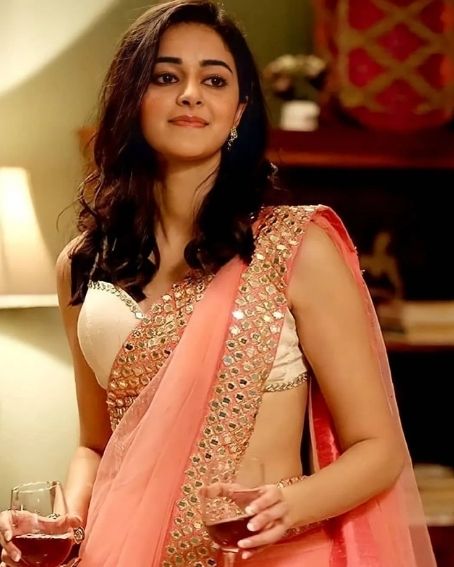 Ananya Panday in Peach Color Saree and Off White Padded Sleeveless Blouse