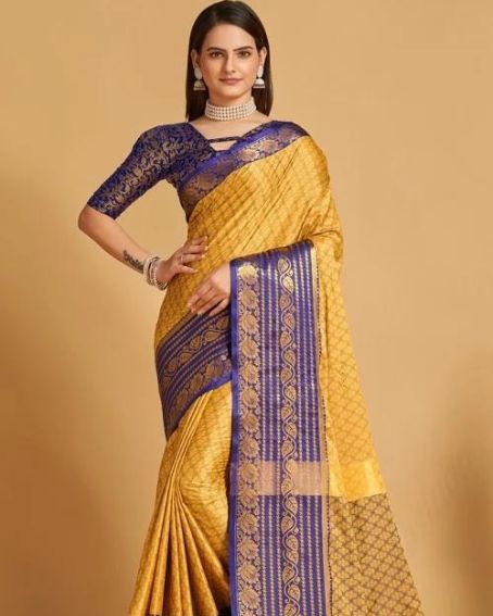 Banarasi Silk Mustard Yellow Saree