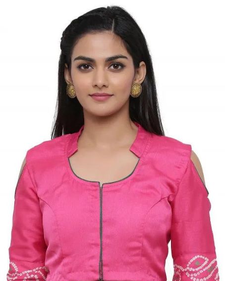 Bandhej Printed Crepe Blouse in Pink