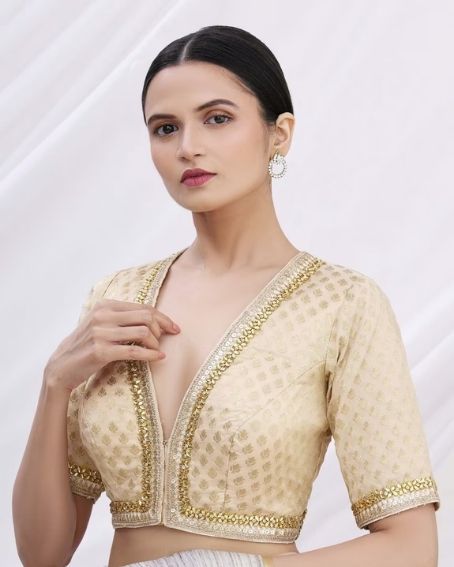 Beige Banarasi Brocade Blouse