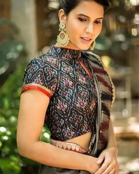 Black Color Kalamkari Blouse Design