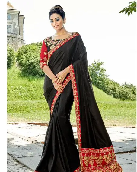 Black Patch Border Party Saree