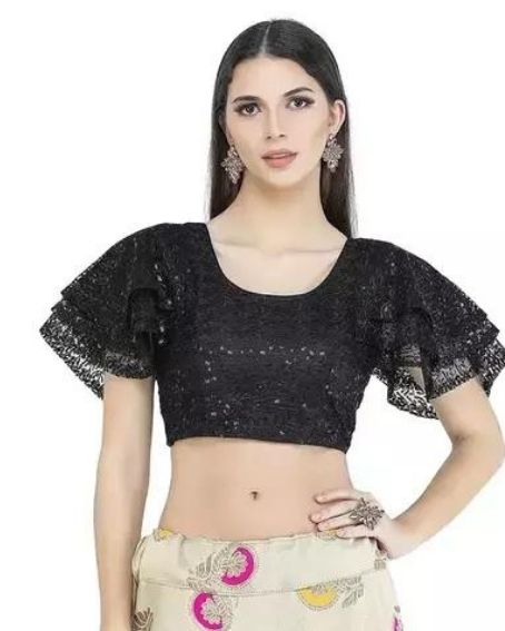 Black Saree Blouse Sleeves Pattern Design