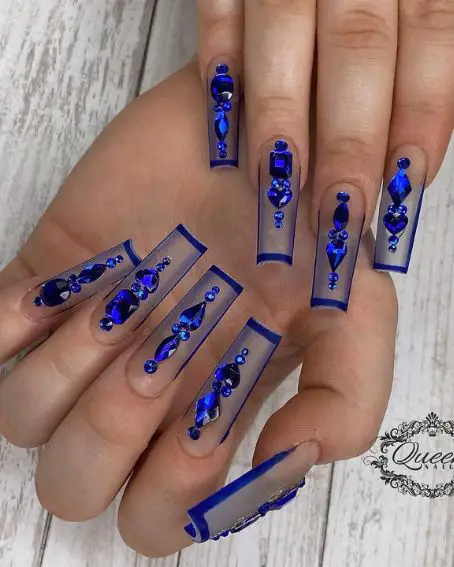 Blue Diamond Nails