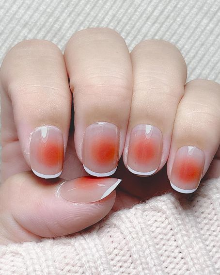 Blush Pink Short Nails French Tip