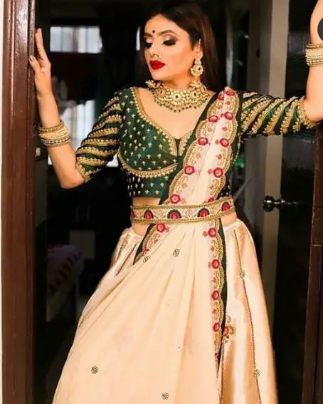 Bridal Mehndi Green Embroidery Blouse Design