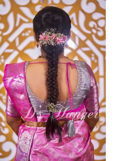 Bridal Pink and Gray Combinated Tissue Blouse Design