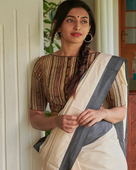 Brown Color Stripes Blouse Design