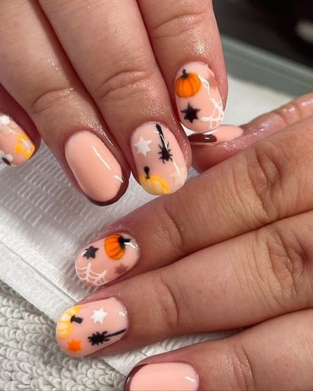 Creative with Hand-Painted Pumpkin Nails for Halloween