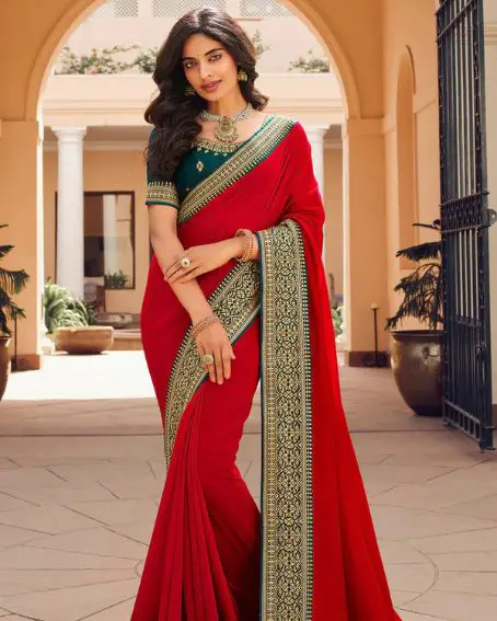 Crimson Red South Silk Saree