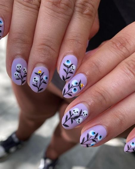 Cute & creepy plants Glow-in-the-Dark Halloween Nail Designs