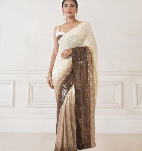 Dual Color Sequins Party Wear Saree with Blouse