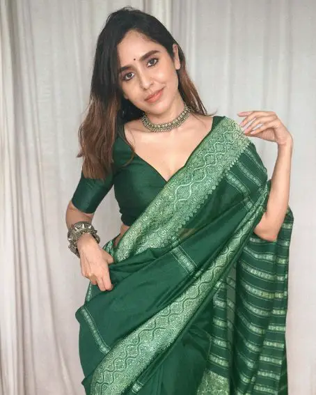 Embracing the Timeless Charm of Bottle Green Blouse with Pads