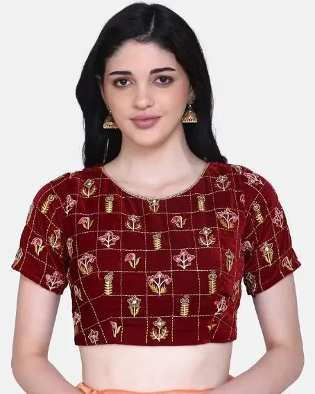 Embroidered Round-Neck Blouse