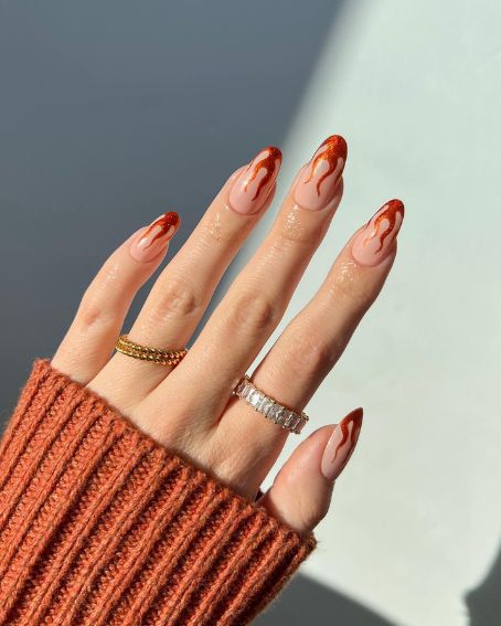 Fire Flames French Fall Manicure