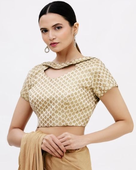 Gold Brocade Saree Blouse