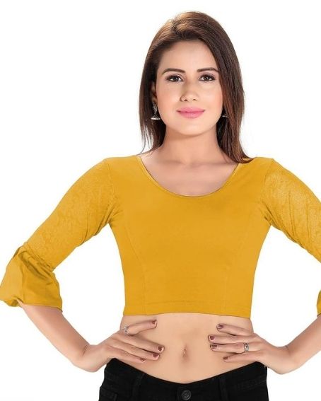 Gold Cotton Stretchable Blouse