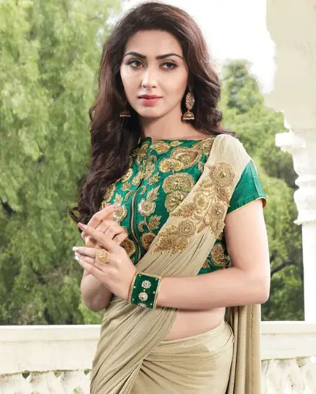 Green & Golden Designer Embroidered Sarees