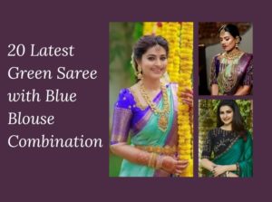 Green Saree with Blue Blouse Combination