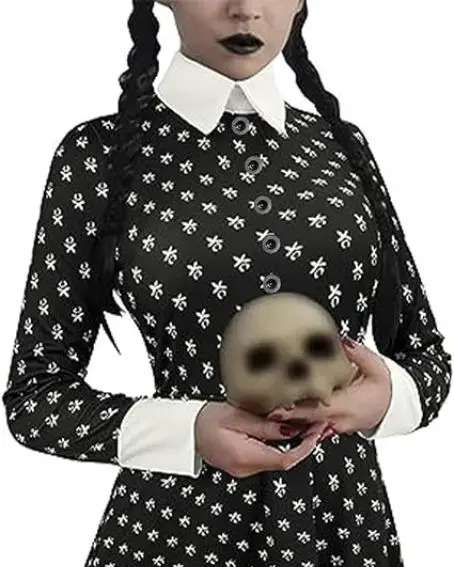 Halloween Costume Sexy Off Shoulder Addams Family Wednesday Dress