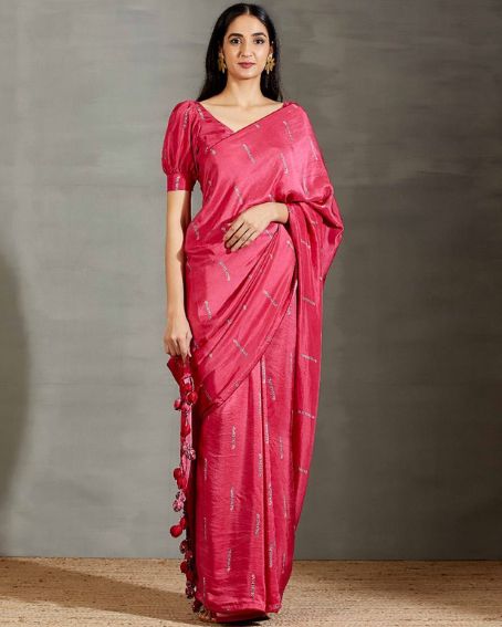 Hand Embroidery Organza Saree With Heavy Blouse