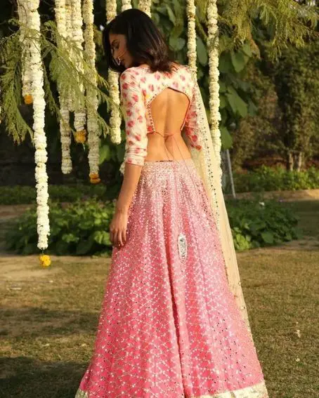 Hot Pink Embellished Lehenga with Latkan Blouse