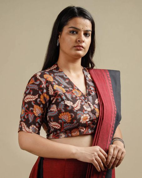 Kalamkari Printed Cotton Stitched Plus Size Blouse