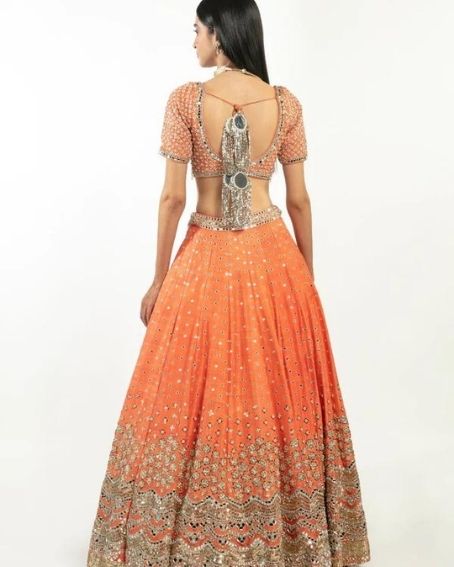 Kesar Orange Lehenga with Latkan Blouse