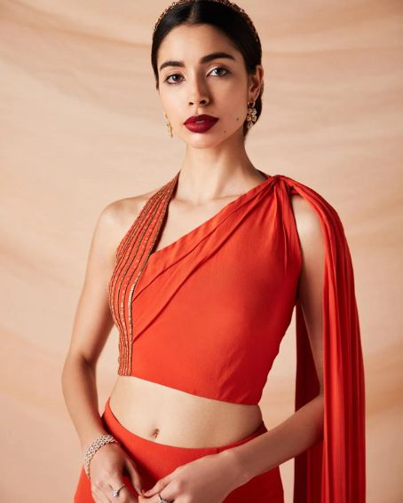 Lea Gold Beadwork Blouse With Asymmetric Cape
