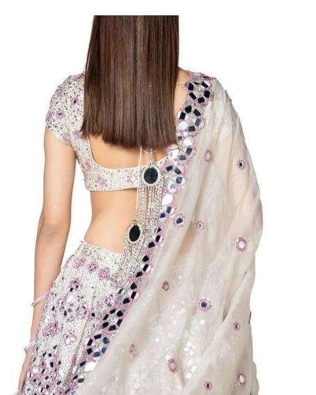 Lilac and Ivory Hand-Embroidered Lehenga