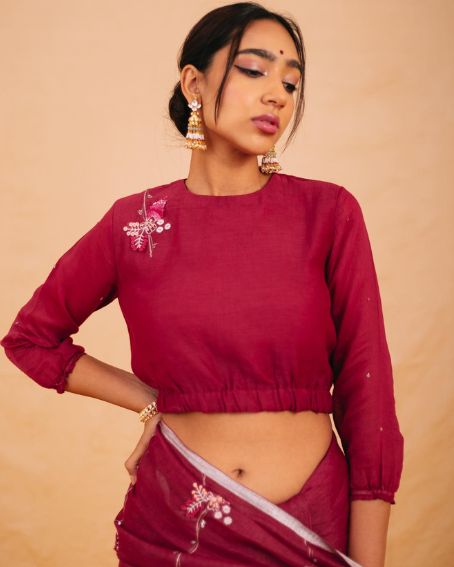 Maroon Cotton Blouse Design