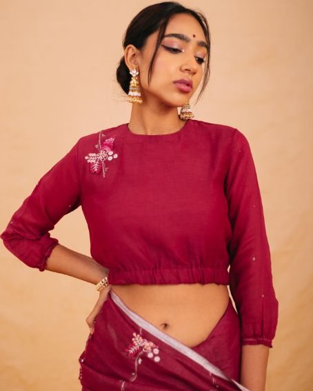 Maroon Cotton Electric Style Padded Blouse
