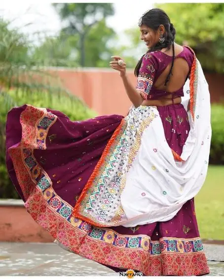 Maroon Full Sleeve Lehenga with Latkan Blouse