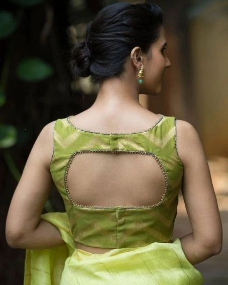 Mehndi Green Sleeveless Blouse for Broad Shoulders