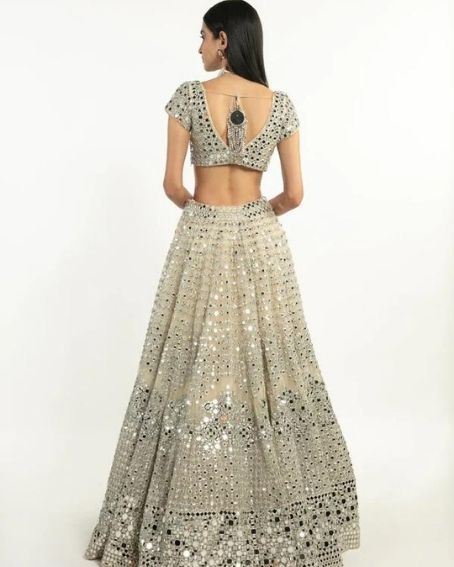 Mirror and Zari Embroidery Lehenga with Latkan Blouse