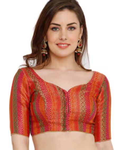 Multi-Color Dupion Silk Readymade Padded Blouse