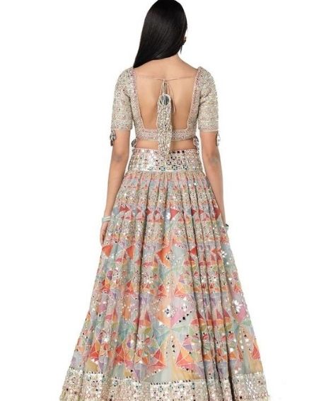 Multi Colored Printed Lehenga with Latkan Blouse