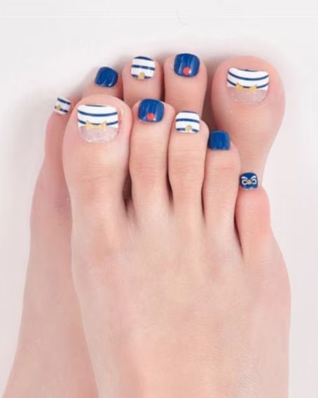 Nautical Toe Nail Designs