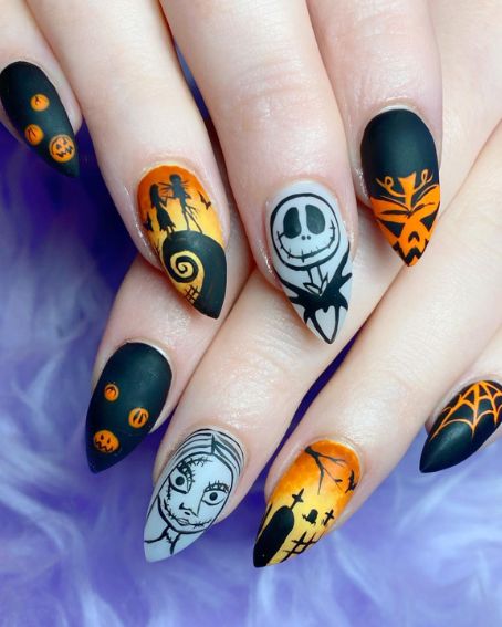Nightmare Before Christmas Matte Nails