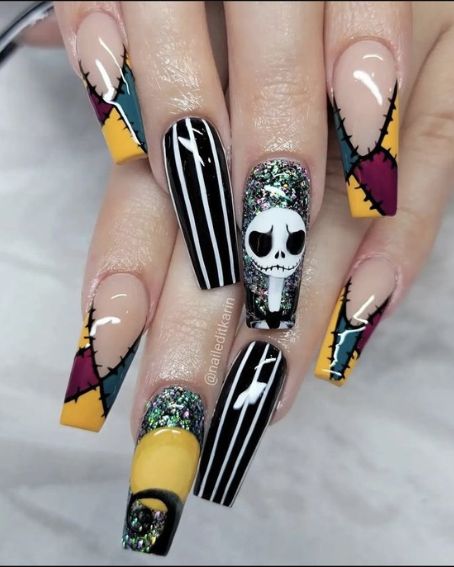 Nightmare Before Christmas Ombre Nails