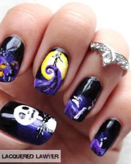 Nightmare Before Christmas Scene Nails