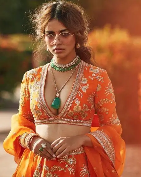 Orange Embroidery Blouse Design