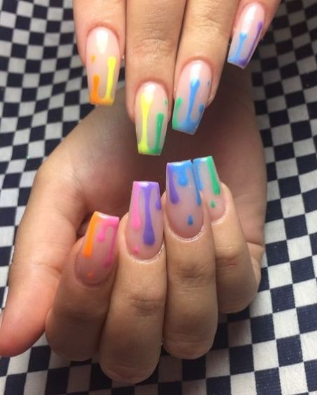 Painted drips Acrylic Nail Designs