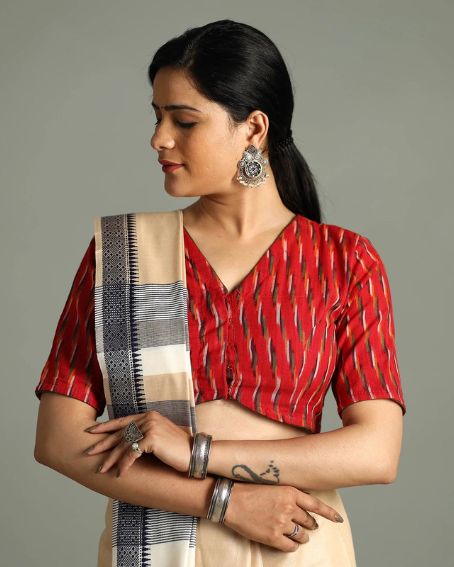 Pochampally Ikat Cotton Stitched Blouse